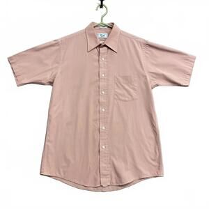 VTG 80's Arrow Carriage Trade Men's Short Sleeve ButtonUp Shirt Salmon Size 15.5